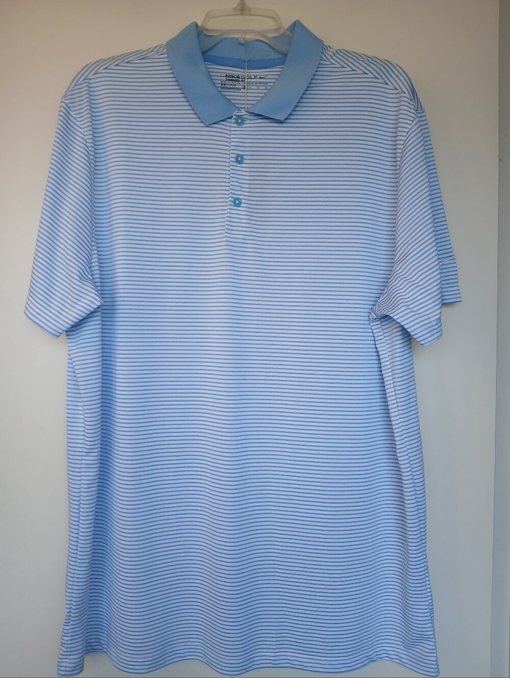Nike Golf Dri-FIT Victory Mini Stripe Standard Fit Polo Shirt Size XL Blue White